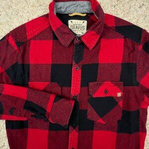 Dravus Men's Small Plaid Buffalo Flannel Long Sleeve Hiking Shirt Button Up